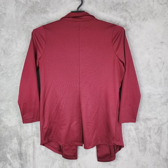 Womens Burgundy LuLaRoe Open Front Cardigan Blazer Long Sleeve Pockets Size M - Picture 5 of 9